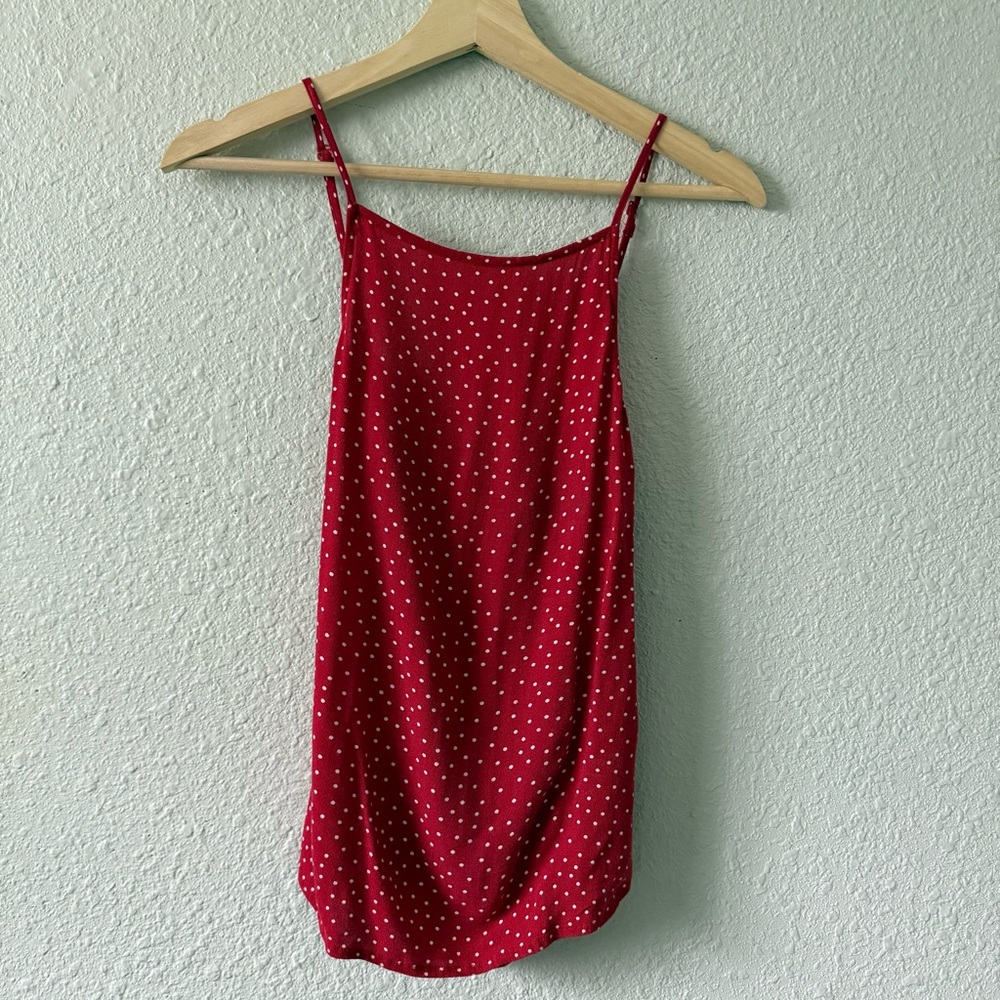 Miami Francesca’s red dotted back tie top size xsmall